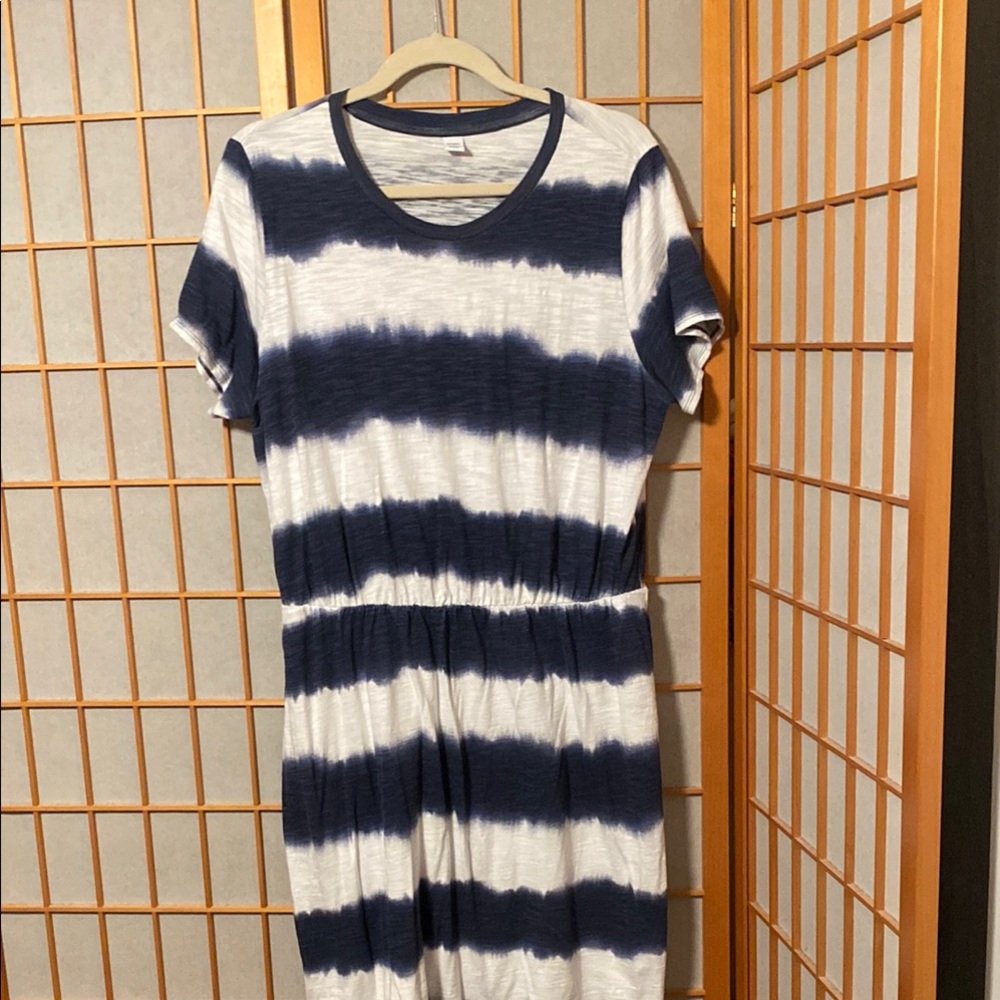 Old Navy Striped Navy and White Midi Dress Size XL